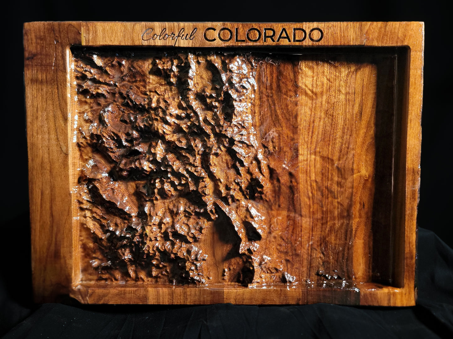 Rocky Majesty: Hand-Carved Walnut Topography of Colorado’s 14ers