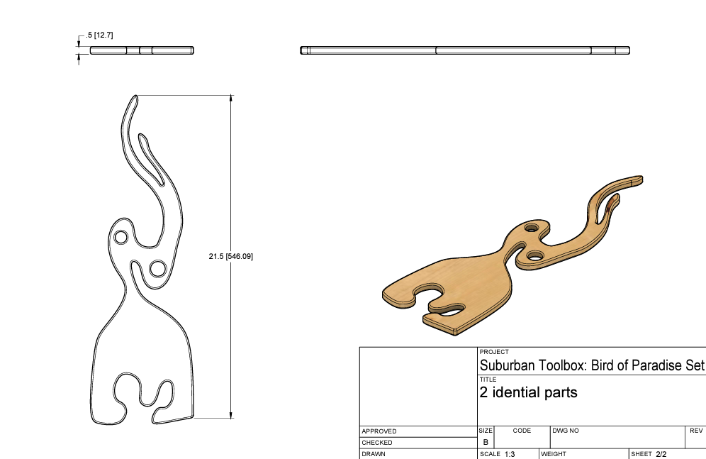 "Bird of Paradise" Interlocking Charcuterie Set Template