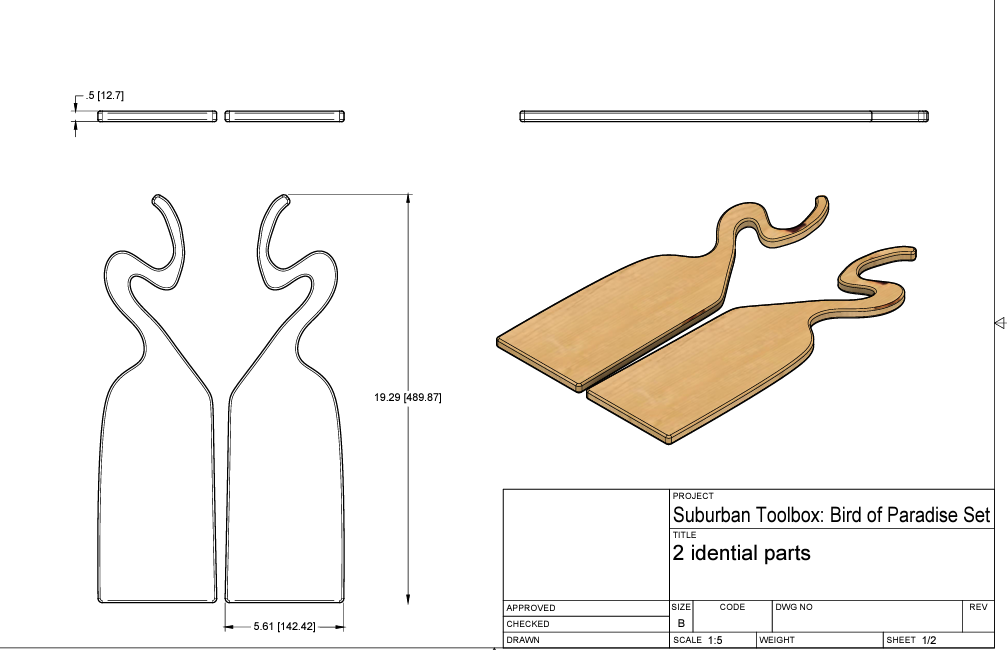 "Bird of Paradise" Interlocking Charcuterie Set Template