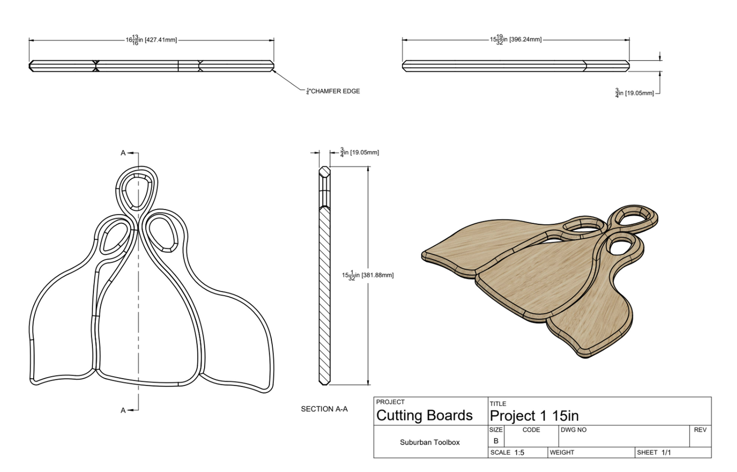 Trippel Figure Nested Serving Board Template