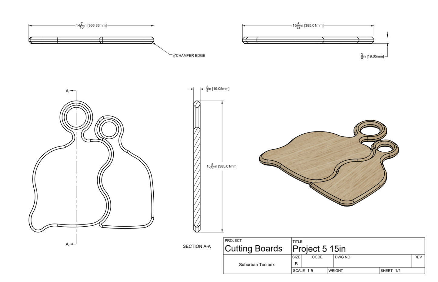 The "Nestled Set" - Nested Double Cutting Boards or Serving Tray Template