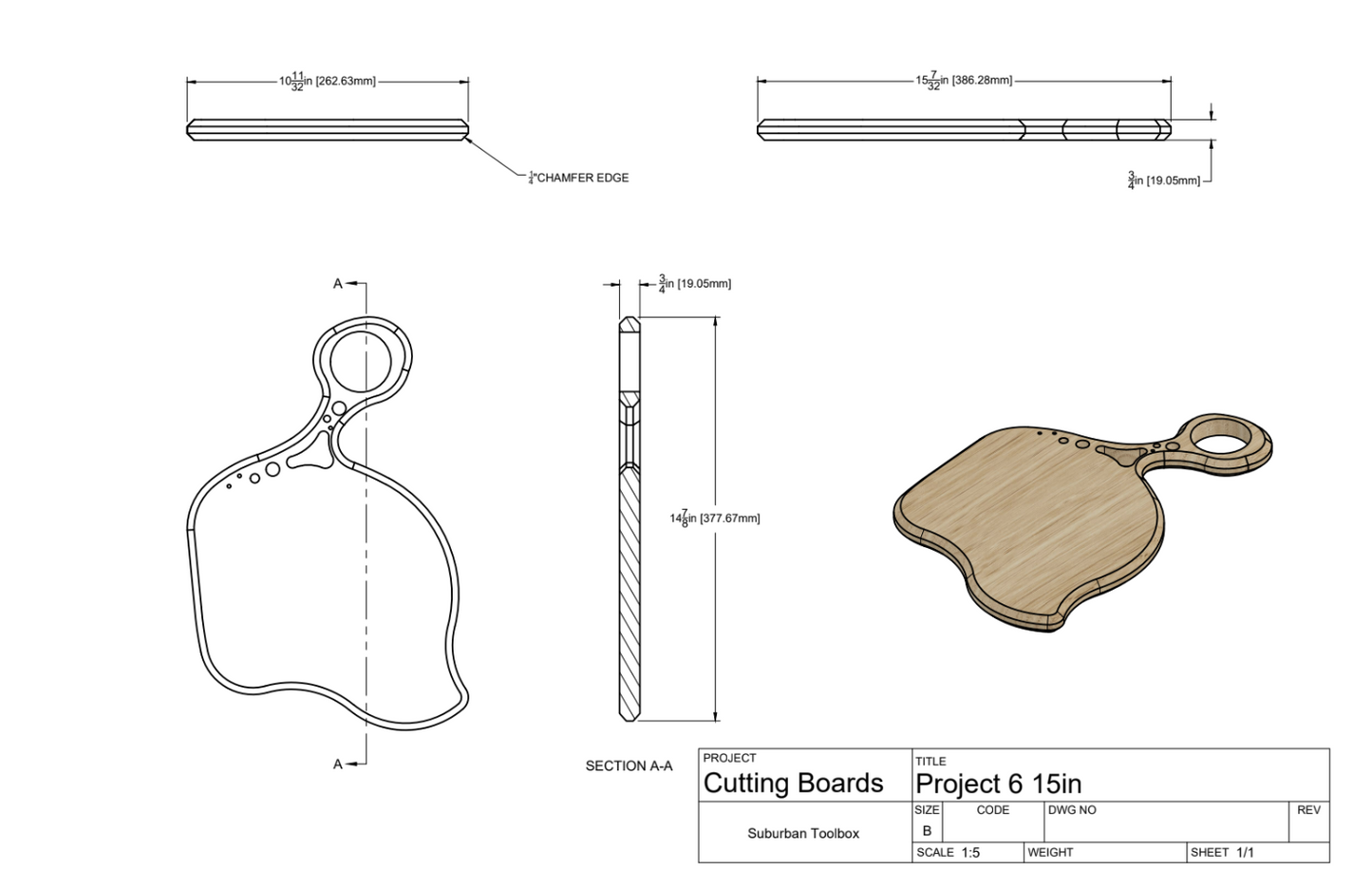 Large Handled Wavy Pattern Charcuterie Tray Template