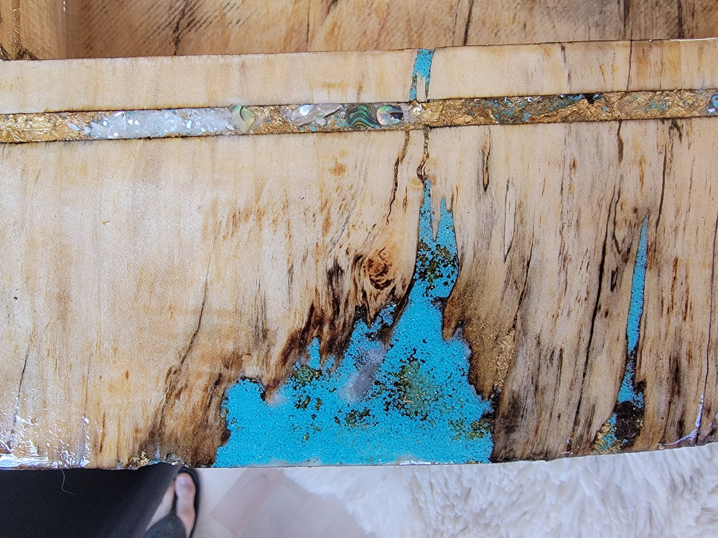 Wild Spirit – Live Edge Horse Relief in Turquoise & Resin