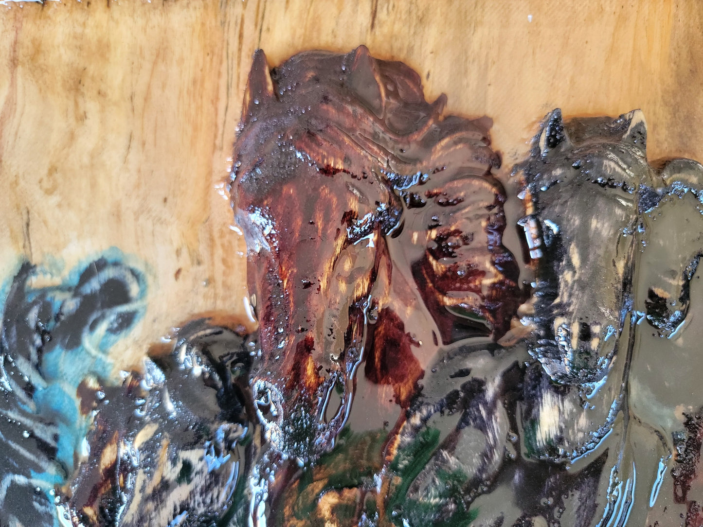 Wild Spirit – Live Edge Horse Relief in Turquoise & Resin