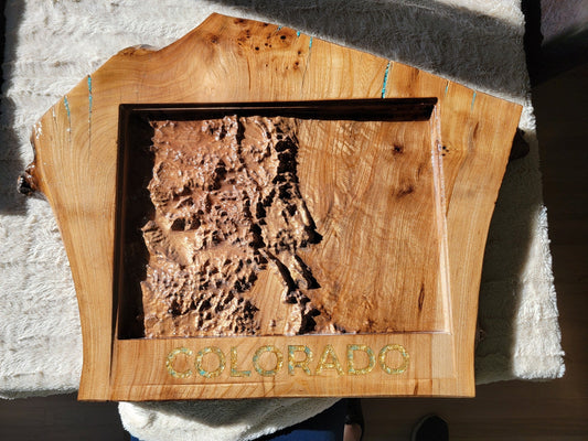 Colorado Relief – Live Edge Topographical Map