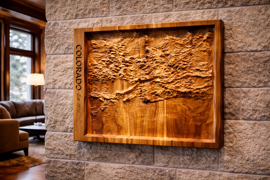 Colorado Relief: Carved Elm Topographical Map