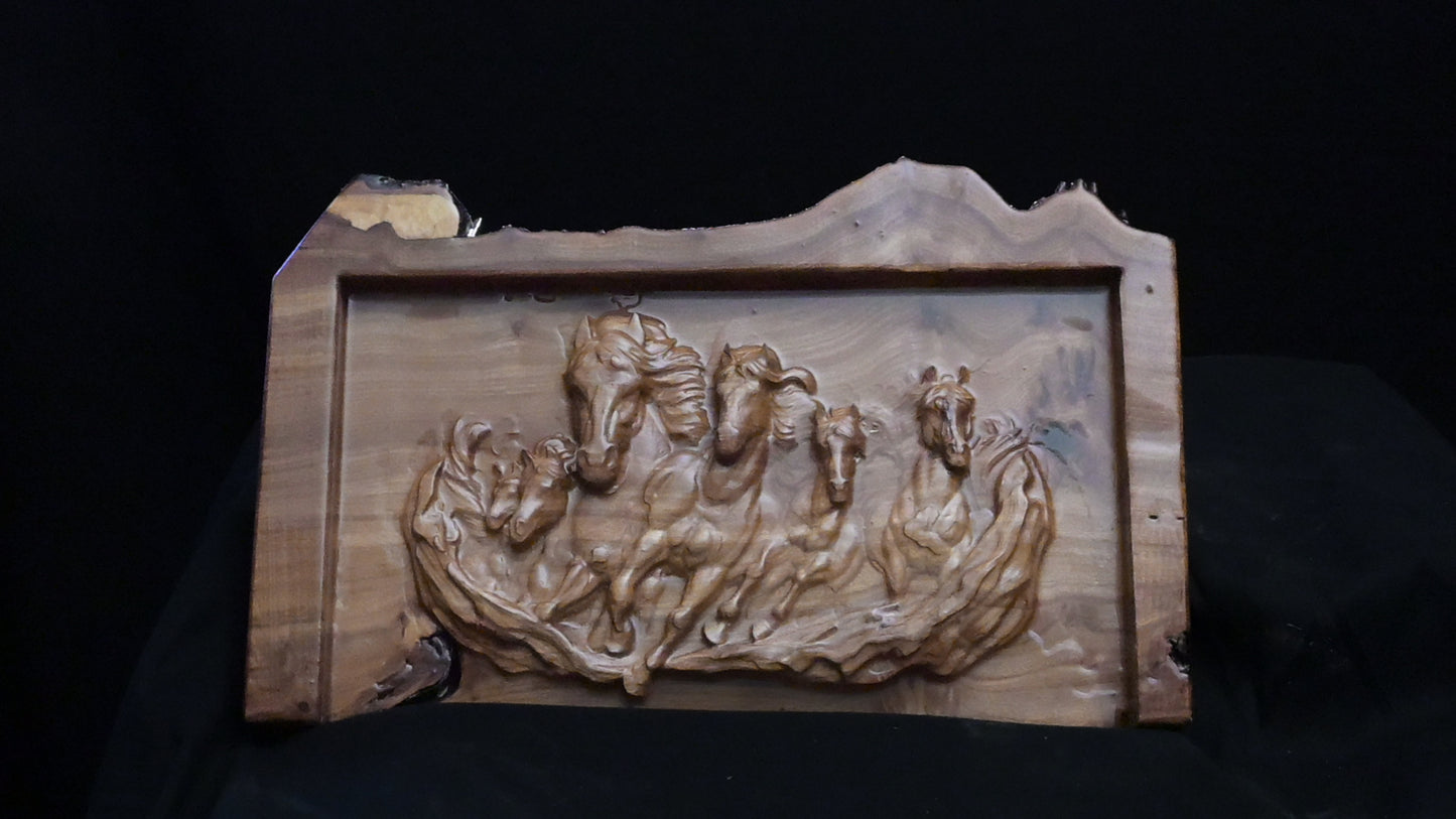 Spirit of the West: Running Horses in Carved Hardwood