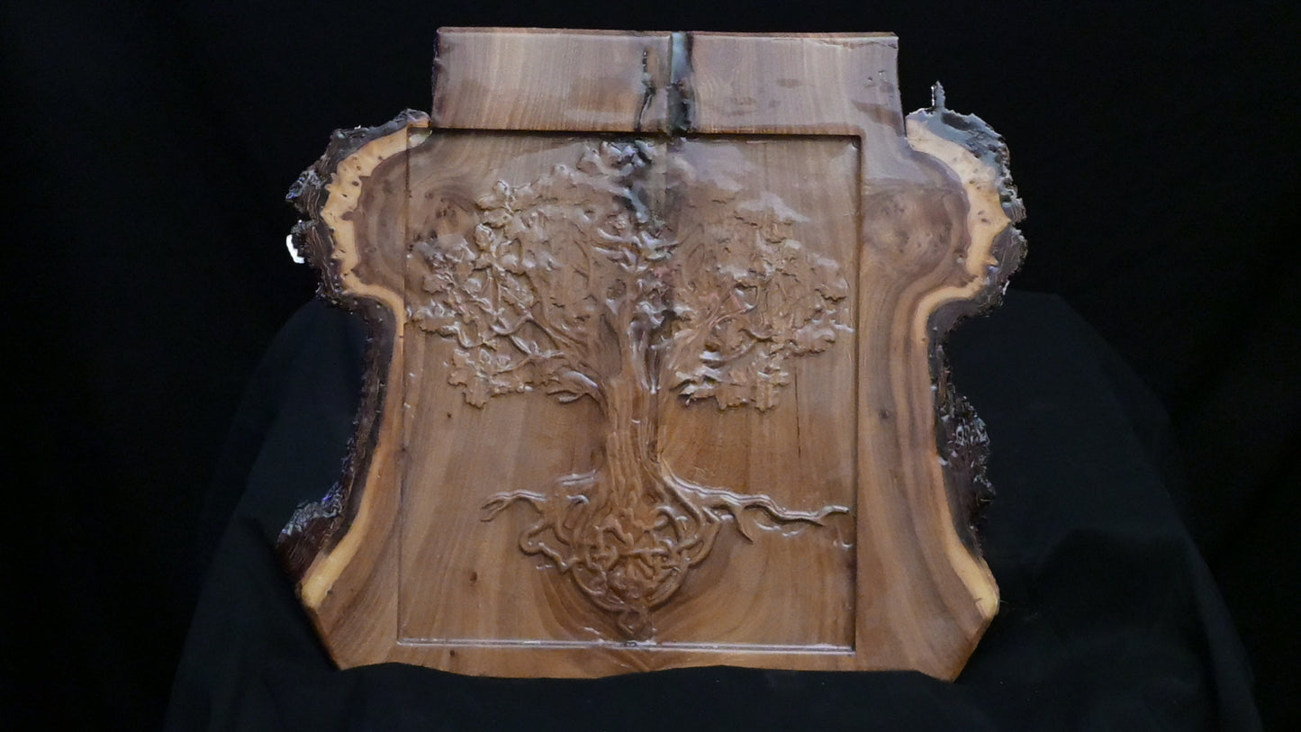 Roots of Balance: Live Edge Tree of Life in Natural Hardwood