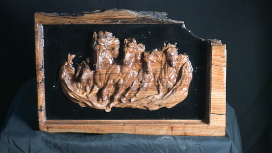 Midnight Run: Live Edge Horses in Walnut & Resin