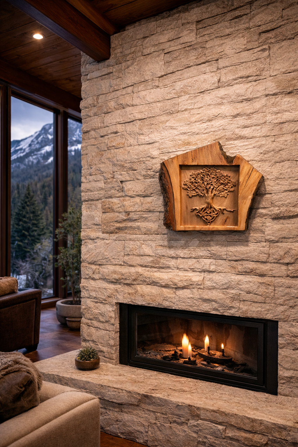 Roots of Eternity: Live Edge Celtic Tree in Carved Hardwood